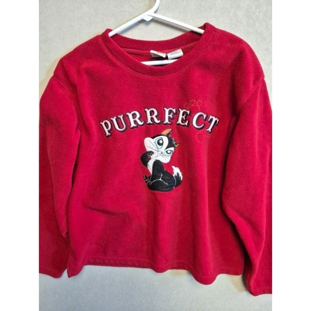 Looney Tunes Penelope Pussycat Purrfect Red Fleece Sweatshirt Pullover L